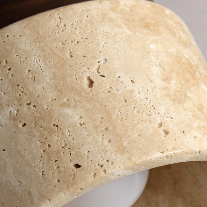 Japanese Minimalist Round Yellow Travertine Shade 1-light Semi-flush Mount Ceiling Light