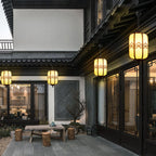 Modern Chinese Marble Lantern Outdoor Waterproof 1-Light Pendant Light