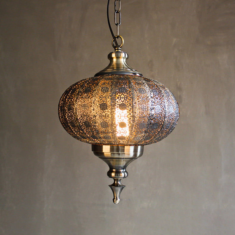 Traditional Colonial Lantern Iron 1-light Pendant Light for Living Room