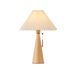 Japanese Minimalist Vintage Pleated Wooden Fabric LED Table Lamp Lumendat