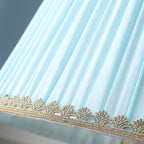 Traditional European Pleated Fabric Shade Ceramic Column Base 1-Light Table Lamp For Study Lumendat
