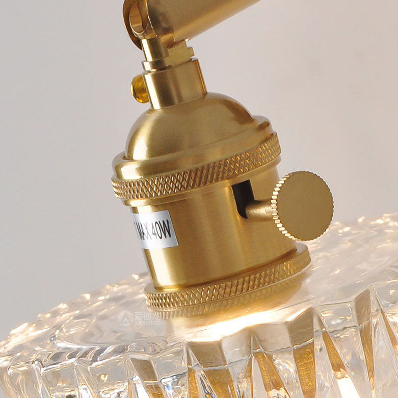 Japanese Vintage Brass Glass Cylinder 1-Light Wall Sconce Lamp Lumendat