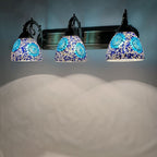 Tiffany Mediterranean Horn Stained Glass 3-Light Bathroom Vanity Mirror Front Wall Sconce Lamp Lumendat