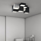 Modern Minimalist Cube Iron Acrylic LED Flush Mount Ceiling Light for Living Room