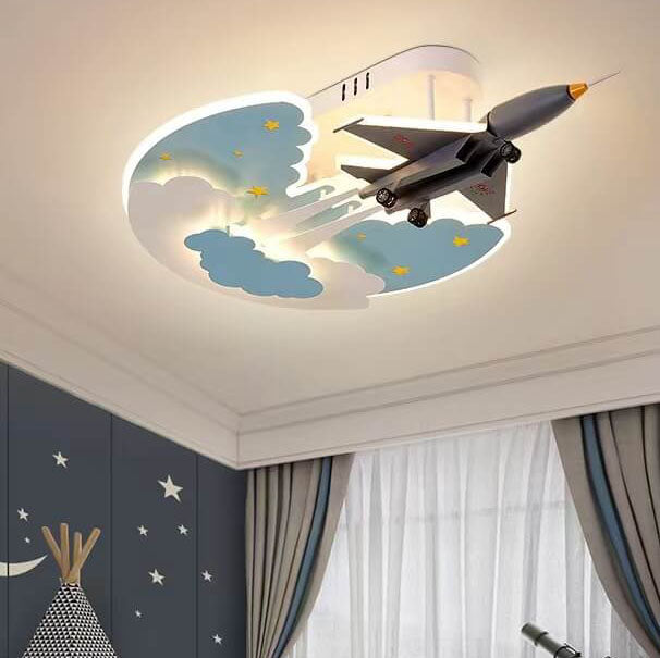 Lumendat Creative Kids Cartoon Aircraft Dimmable Acrylic LED Flush Mount Ceiling Light Lumendat