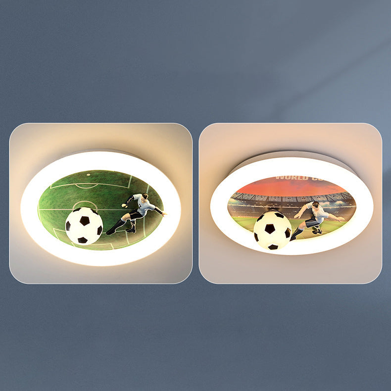 Lumendat Contemporary Creative Kids Football Iron Acrylic LED Flush Mount Ceiling Light For Bedroom Lumendat