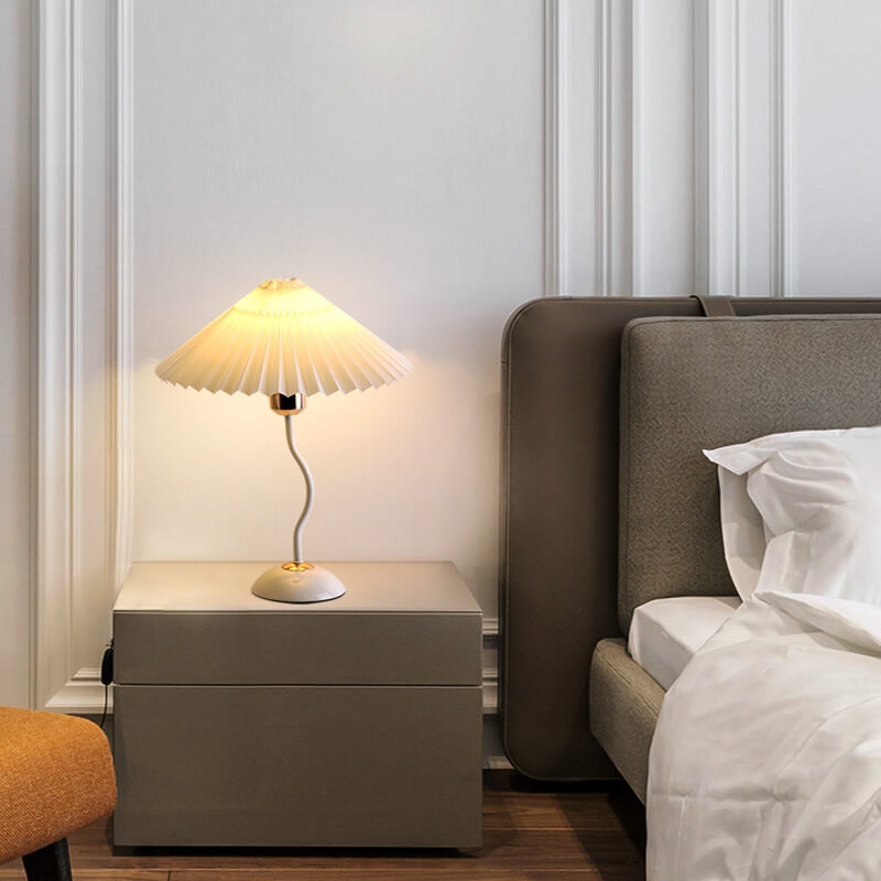 Modern Minimalist Pleated Umbrella Bending Base 1-Light Table Lamp Lumendat