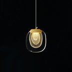 Contemporary Scandinavian Aluminum Crystal Round LED Chandelier for Living Room BulbSquare