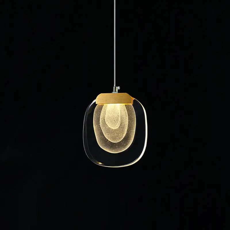 Contemporary Scandinavian Aluminum Crystal Round LED Chandelier for Living Room BulbSquare