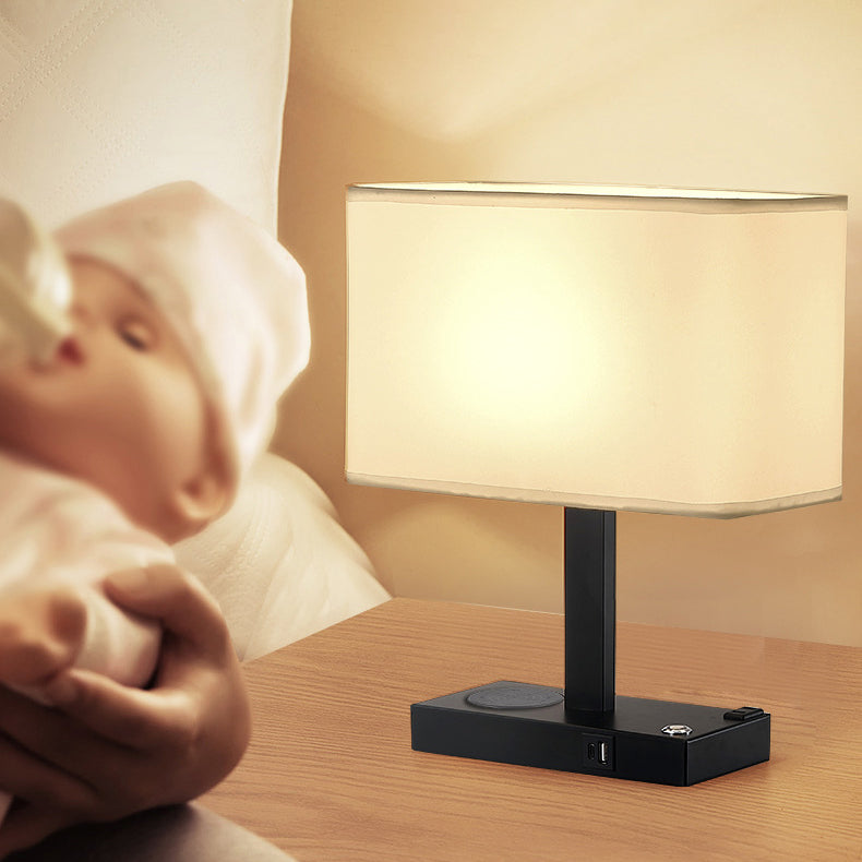 Modern Minimalist Rectangular Cloth Iron 1-Light Table Lamp For Living Room Lumendat
