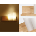 Japanese Minimalist Cylindrical Wooden Glass 1-Light Wall Sconce Lamp Lumendat