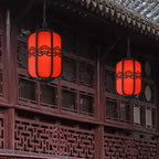 Traditional Chinese Imitation Marble Lantern Shade Aluminum 1-light Waterproof Pendant Light for Outdoor Patio