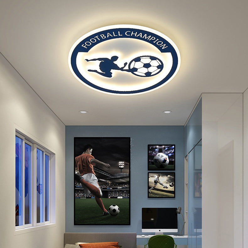 Lumendat Contemporary Creative Kids Round Football Iron Acrylic LED Flush Mount Ceiling Light For Bedroom Lumendat