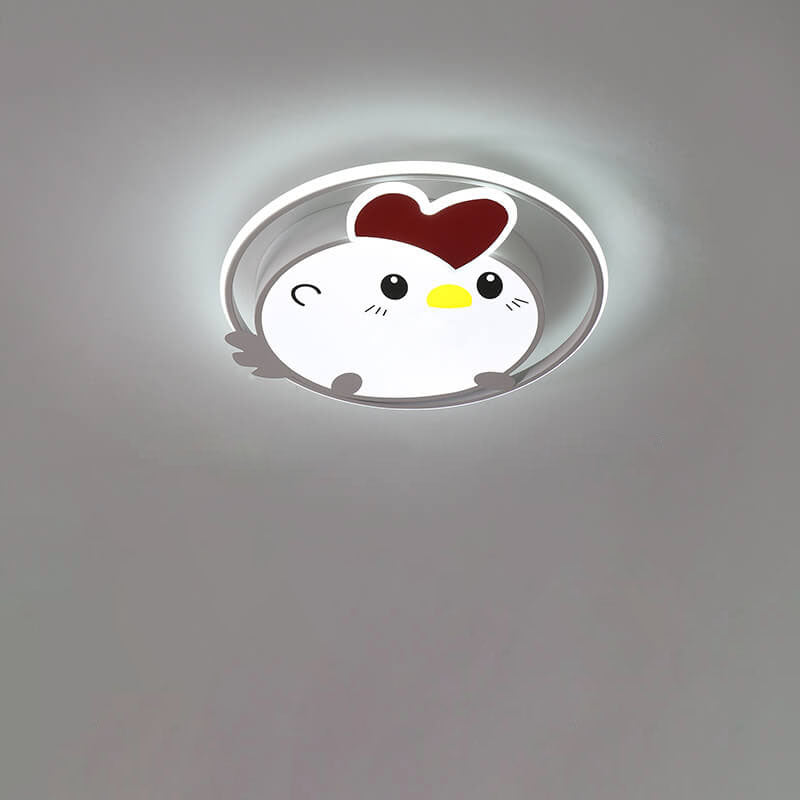 Lumendat Childlike Cartoon Chick Acrylic Round LED Kids Flush Mount Ceiling Light Lumendat