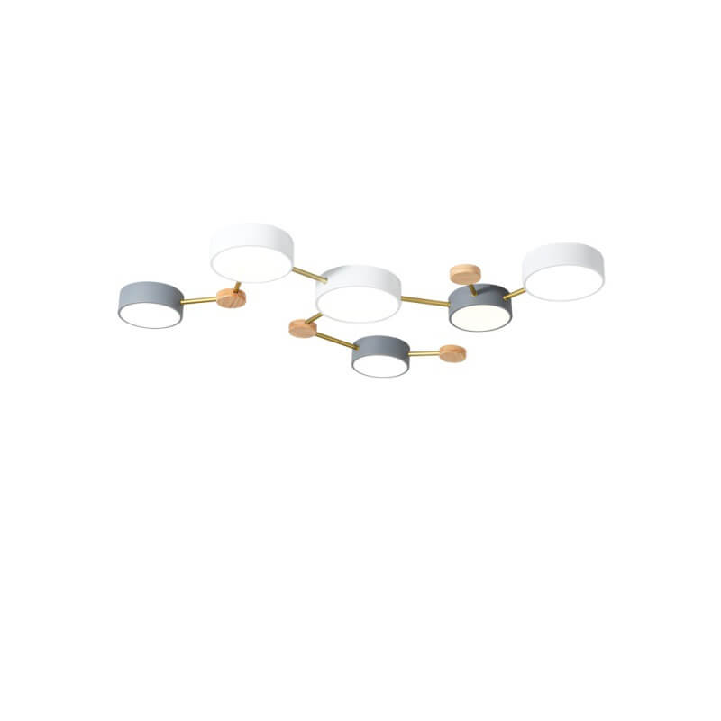 Scandinavian Minimalist Solid Wood Iron LED Flush Mount Lighting BulbSquare