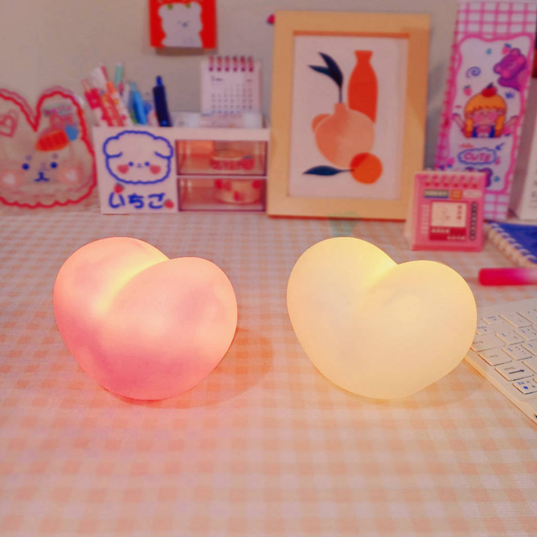 Contemporary Creative Rubber Coating Heart LED Night Light Table Lamp For Bedroom Lumendat