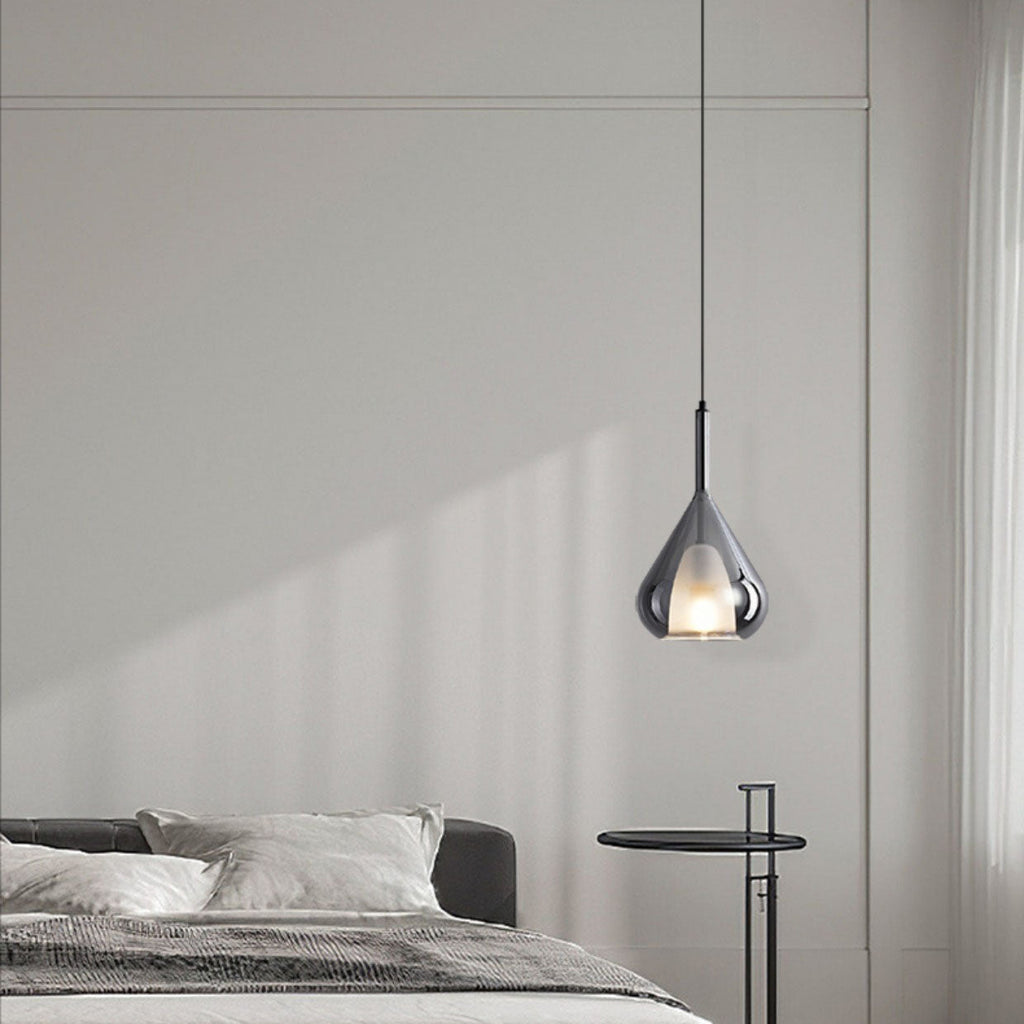 Contemporary Scandinavian Diamond Copper Glass 1-light Pendant Light for Bedroom