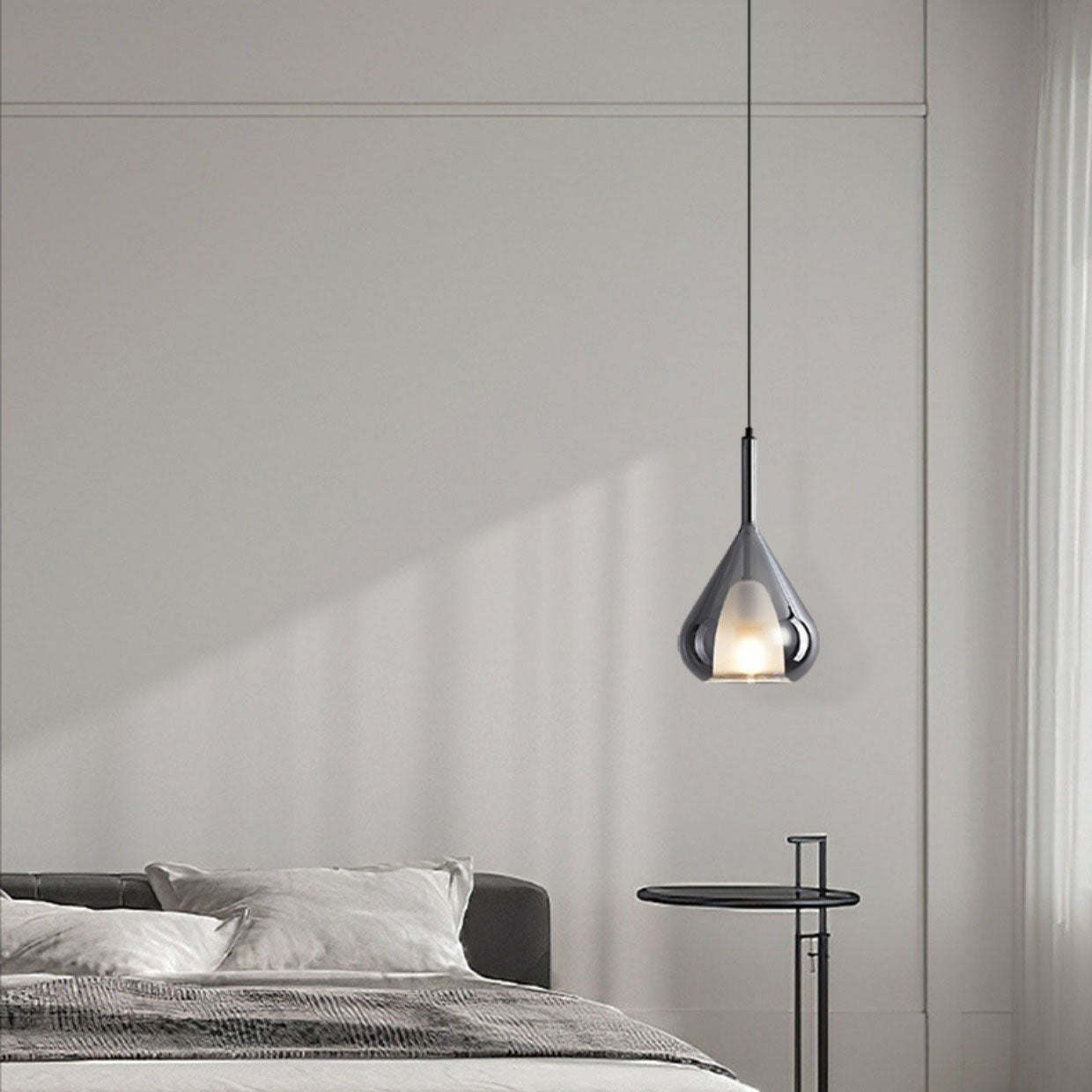 Contemporary Scandinavian Diamond Copper Glass 1-light Pendant Light for Bedroom