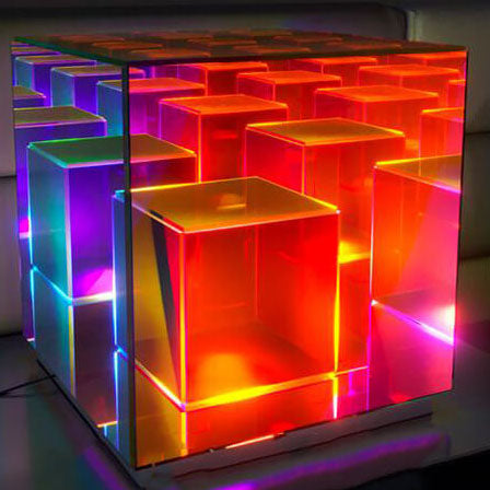 Modern Acrylic RGB Line Rubik's Cube LED Table Lamp Lumendat