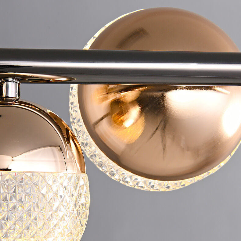 Modern Luxury Acrylic Spherical Iron Rod LED Island Light Chandelier BulbSquare