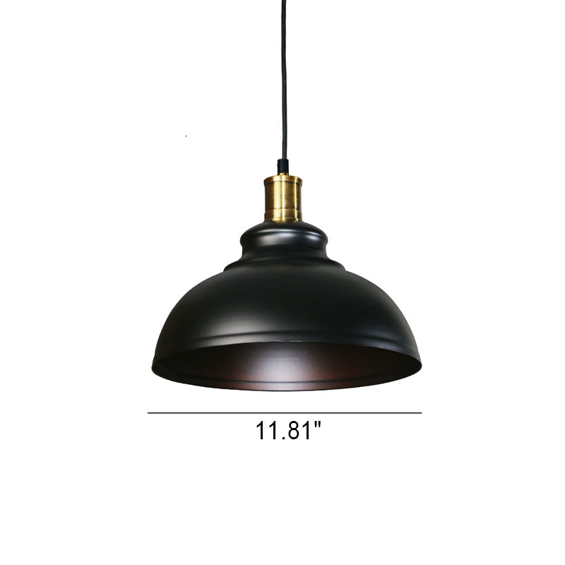 Industrial Simple Dome Round Pot Lid Iron 1-light Pendant Light BulbSquare