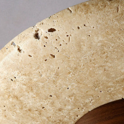 Japanese Minimalist Round Yellow Travertine Shade 1-light Semi-flush Mount Ceiling Light