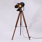 Industrial Vintage Solid Wood Iron Photographer Tripod 1-Light Standing Floor Lamp Lumendat