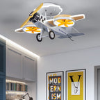 Creative Cartoon Airplane Iron Acrylic LED Kids Semi-Flush Mount Ceiling Light Lumendat