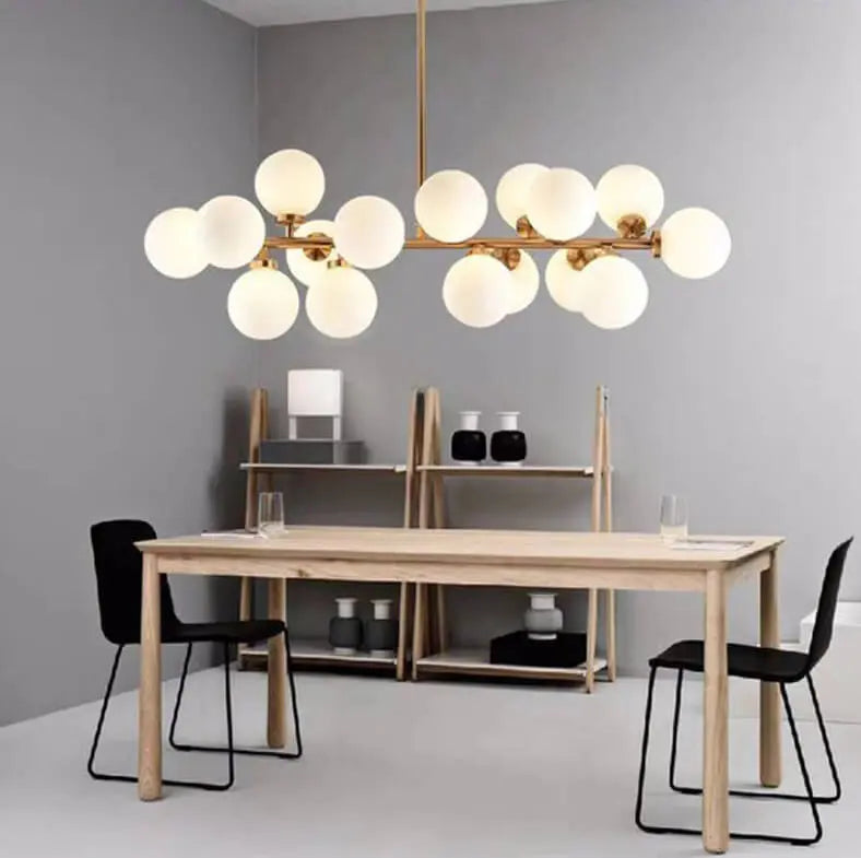 Nordic Light Luxury Magic Bean Glass Ball 16-light Island Light Chandelier Lumendat