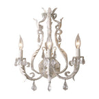 French Vintage Iron Crystal Hardware 3-Light Wall Sconce Lamp Lumendat