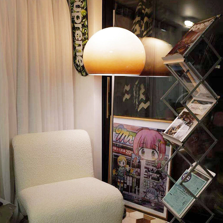 Contemporary Retro Mushroom Hardware Glass 2-Light Standing Floor Lamp For Living Room Lumendat