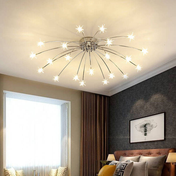 Contemporary Creative Full Of Star Iron 12/21/28 Light Flush Mount Ceiling Light For Living Room Lumendat