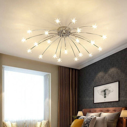 Contemporary Creative Full Of Star Iron 12/21/28 Light Flush Mount Ceiling Light For Living Room Lumendat