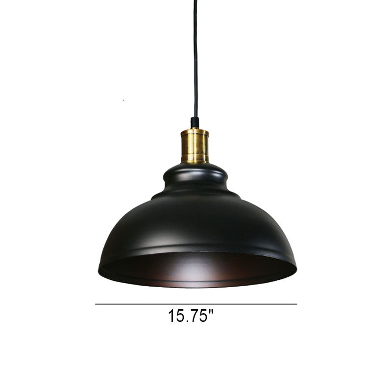 Industrial Simple Dome Round Pot Lid Iron 1-light Pendant Light BulbSquare