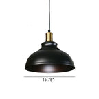 Industrial Simple Dome Round Pot Lid Iron 1-light Pendant Light BulbSquare