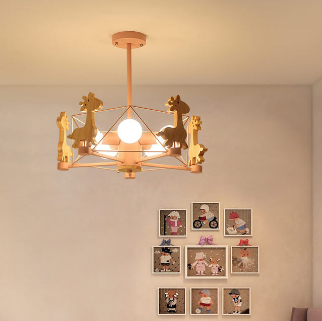 Lumendat Scandinavian Modern Children's Giraffe Diamond Pentagram Iron 5-Light Island Chandelier Lumendat