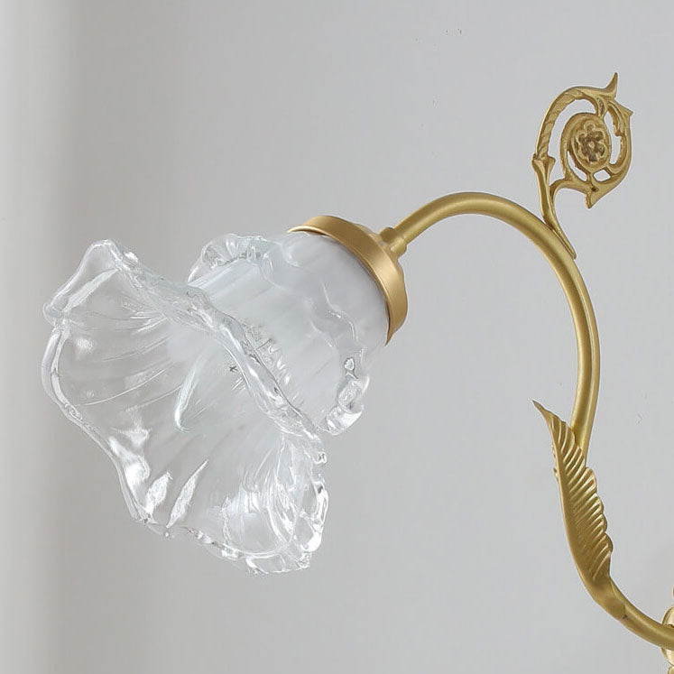 Traditional French Glass Flower Copper 1-Light Wall Sconce Lamp For Living Room Lumendat