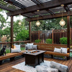 European Vintage Round Ball Die-cast Aluminum Glass Waterproof Outdoor 1-light Pendant Light BulbSquare