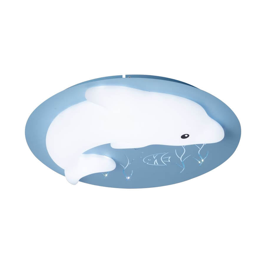 Lumendat Cartoon Cute Dolphin Blue Disc LED Flush Mount Ceiling Light Lumendat