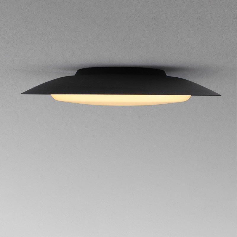 Contemporary Scandinavian Round Aluminum Acrylic Copper LED Semi-Flush Mount Ceiling Light For Living Room