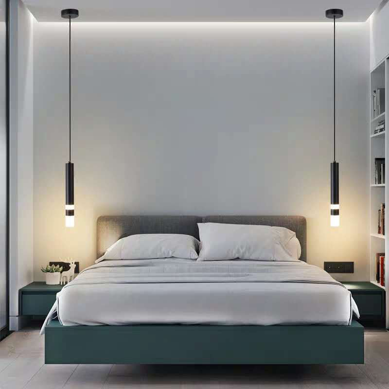 Modern Minimalist Cylinder Aluminum Acrylic LED Pendant Light for Bedroom BulbSquare