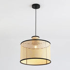 Japanese Minimalist Round Plum Pvc Rattan 1-light Pendant Light