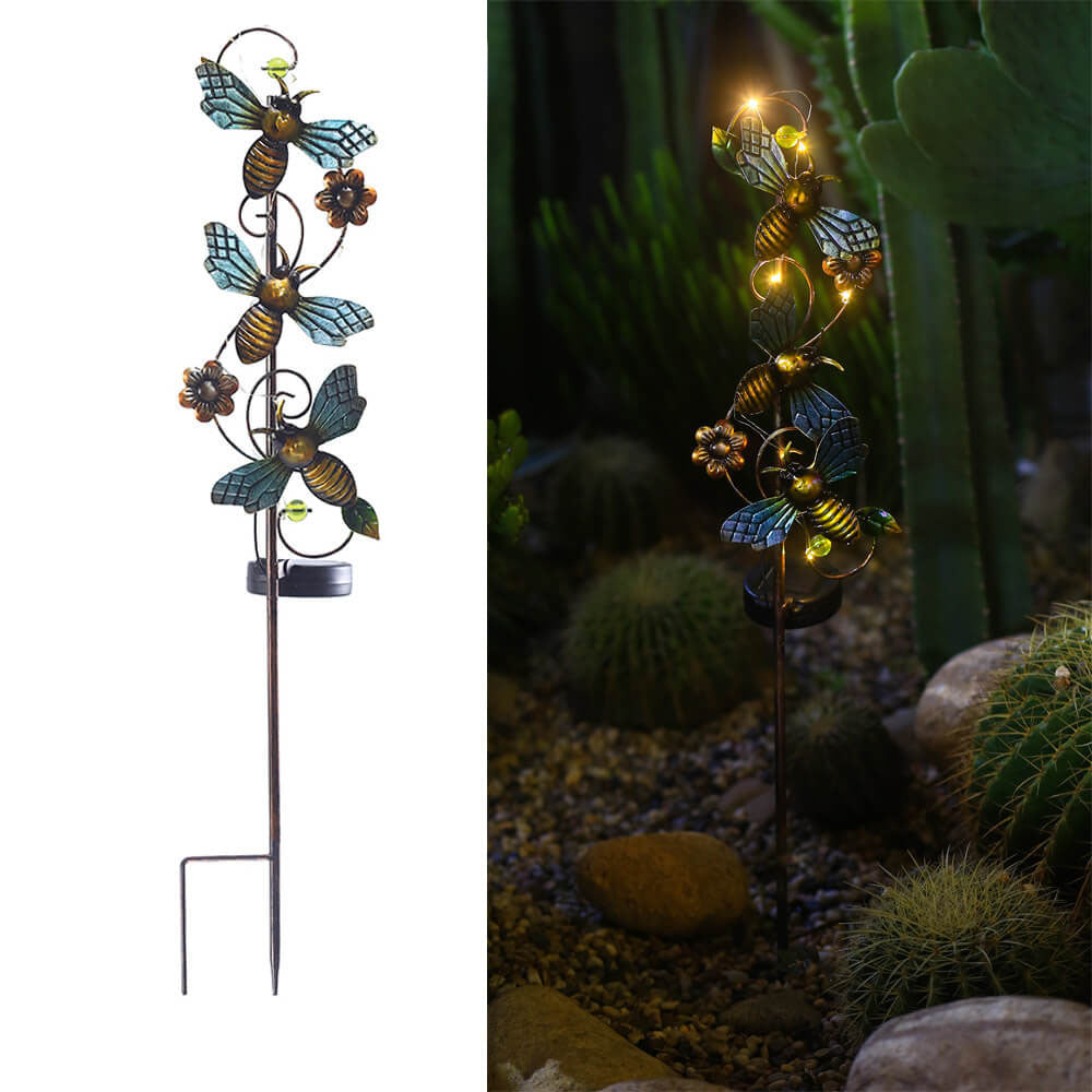 Solar Iron Hummingbird Butterfly Dragonfly Garden Lawn Landscape Light Lumendat