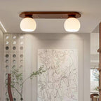 Japanese Vintage Striped Glass Wood Long Plate 2/3 Light Flush Mount Ceiling Light Lumendat