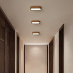 Modern Minimalist Oval Strip Wood Grain Metal LED Flush Mount Ceiling Light for Hallway BulbSquare