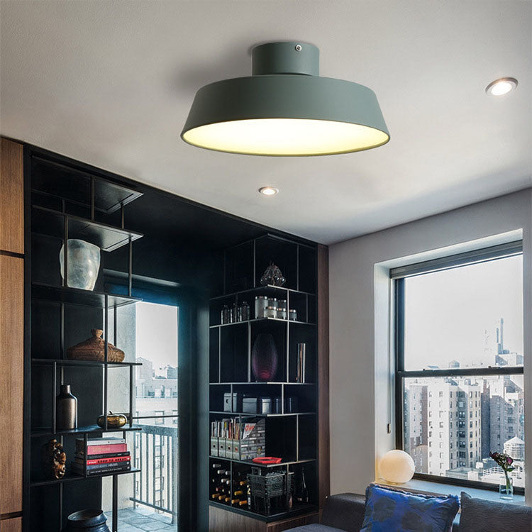 Nordic Minimalist Round Pot Iron LED Flush Mount Ceiling Light BulbSquare