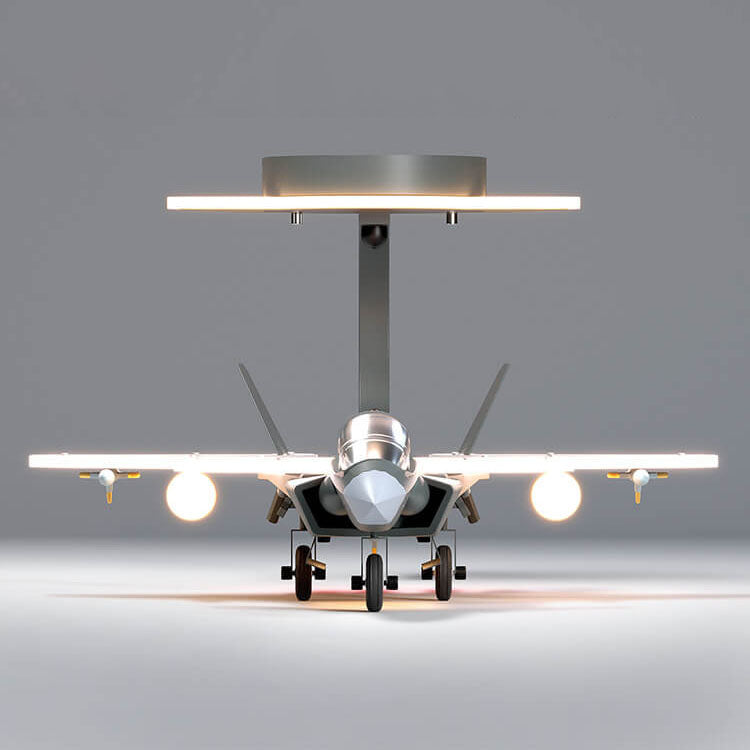 Lumendat Contemporary Creative Hardware Resin Children's Aircraft LED Semi-Flush Mount Ceiling Light For Bedroom Lumendat