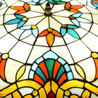 European Tiffany Baroque Round Stained Glass 2/3/4 Light Flush Mount Ceiling Light