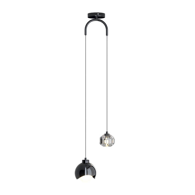 Light Luxury Simple Crystal Ball Metal 2-light Curve Pendant Light
