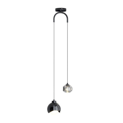 Light Luxury Simple Crystal Ball Metal 2-light Curve Pendant Light